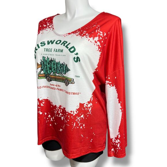 Grisworlds Womens Christmas Shirt Top Tree Farm Festive Holiday Classic 1X - Picture 6 of 9